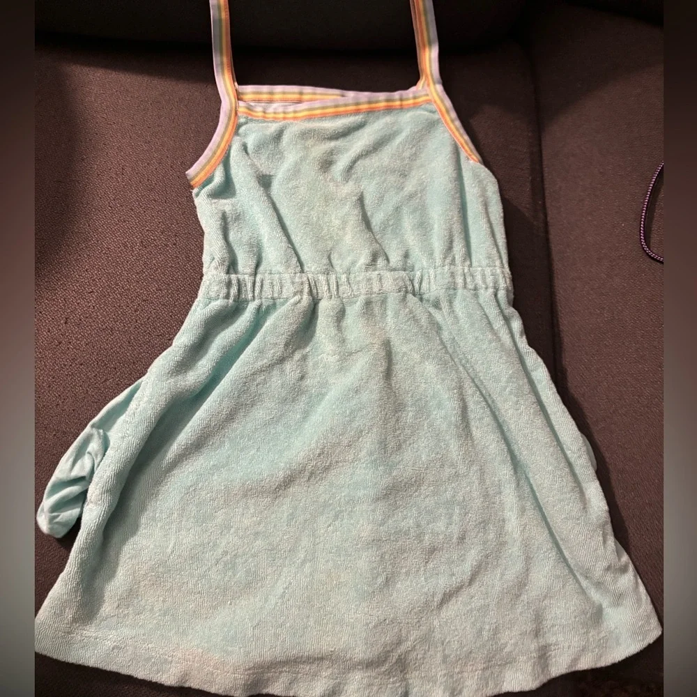 Hanna Andersson 3T Light Blue Kids Swim Coverup with Striped Straps